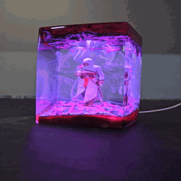 Back to school idea Gift, Custom resin lamp, Epoxy Wooden Night Lights, Handmade gift, Assassin's Figure, Birthday Gift, boyf