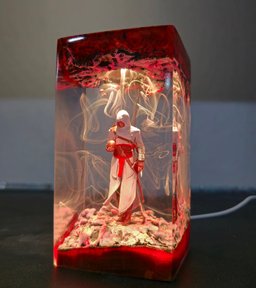 Back to school idea Gift, Custom resin lamp, Epoxy Wooden Night Lights, Handmade gift, Assassin's Figure, Birthday Gift, boyf