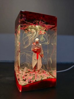 Back to school idea Gift, Custom resin lamp, Epoxy Wooden Night Lights, Handmade gift, Assassin's Figure, Birthday Gift, boyf