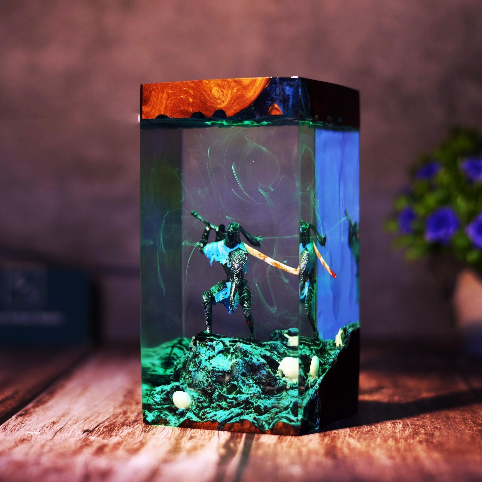 Custom resin lamp, Epoxy and Wooden Night Lights, Handmade gift, Home Decor, Ocean Resin Lamp, Birthday Gifts, Gifts for dad,