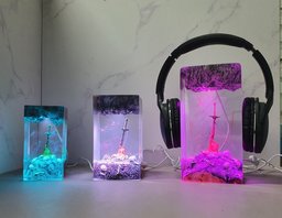 Custumer night light, Epoxy resin lamp, Resin Night lamp, Handmade lamp, Housewarming Gift, Father's day Gift, Unique lamp, –