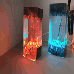 Custumer night light, Epoxy resin lamp, Resin Night lamp, Handmade lamp, Housewarming Gift, Father's day Gift, Unique lamp, –