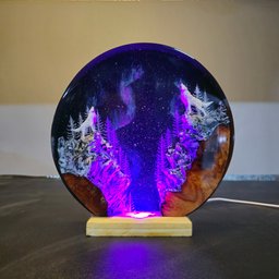 Xmas day Gift 2025, Mother wolf and baby wolf hunter moon, Customer Gift, personalized gift, Wolf Lamp, Wolf Figure, desk lam