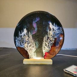 Xmas day Gift 2025, Mother wolf and baby wolf hunter moon, Customer Gift, personalized gift, Wolf Lamp, Wolf Figure, desk lam