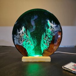 Xmas day Gift 2025, Mother wolf and baby wolf hunter moon, Customer Gift, personalized gift, Wolf Lamp, Wolf Figure, desk lam