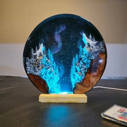 Xmas day Gift 2025, Mother wolf and baby wolf hunter moon, Customer Gift, personalized gift, Wolf Lamp, Wolf Figure, desk lam