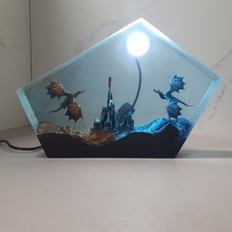 Dragon Hunter, Fire and Ice Dragon Resin Lamp, Dragon lamp, Halloween gift, unique night light, Gift for her, Birthday gift, 