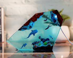 Xmas Gift 2025, Christmas gifts Octopus and diver resin night light, Ocean Resin Lamp, Resin Lamp, handmade furniture decor, 