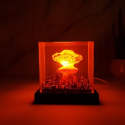 Nuclear Explosion Bomb Diorama, model LIGHT night lamp nuke fallout little boy , Atomic bomb Lamp, handmade light shade – vie