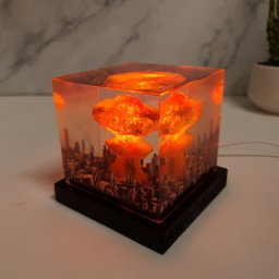 Nuclear Explosion Bomb Diorama, model LIGHT night lamp nuke fallout little boy , Atomic bomb Lamp, handmade light shade – vie