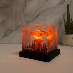 Nuclear Explosion Bomb Diorama, model LIGHT night lamp nuke fallout little boy , Atomic bomb Lamp, handmade light shade – vie