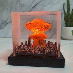 Explosion Bomb Resin Lamp, Atomic bomb diorama, Nuke bomb fallout 4, Resin mushroom cloud, little boy bomb - Storm Cloud Lamp