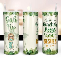 Love You To The Beach And Back - Bestie Personalized Custom Skinny Tumbler - Summer Vacation Gift For Best Friends, BFF, Sist
