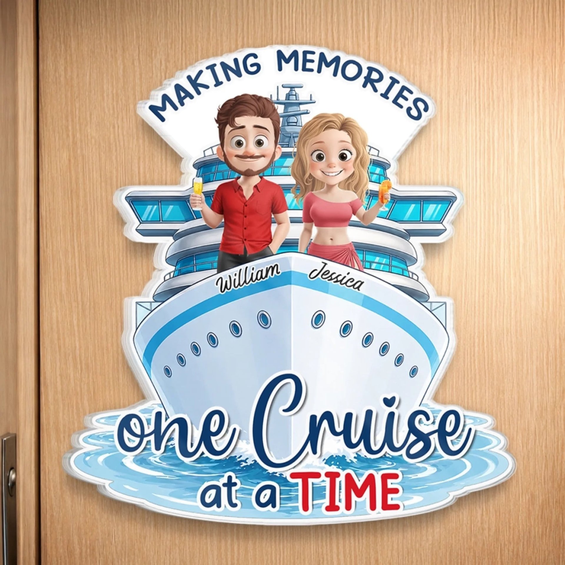 Custom Cruise Ship Door Magnet - Personalized Summer Vacation And Travel Gifts For Husband And Wife, Him And Her - Sunshine, 