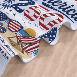 Custom Beach Towel - Personalized America 250th Anniversary, Summer Vacation And Travel Gifts For Mom, Dad, Brother, Sister, 