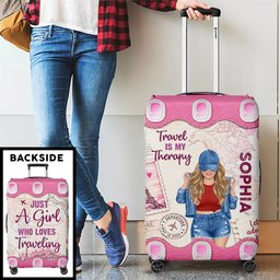 Custom Luggage Cover - Personalized Summer Vacation And Travel Gifts For Women, Besties, Sisters, BFF - Adventure Awaits – vi