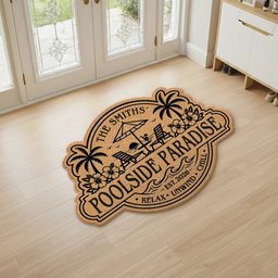 Custom Poolside Shaped Doormat - Personalized Summer Vacation And Travel Gifts For Mom, Dad, Brother, Sister, Kids - Welcome 