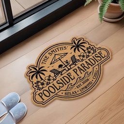 Custom Poolside Shaped Doormat - Personalized Summer Vacation And Travel Gifts For Mom, Dad, Brother, Sister, Kids - Welcome 