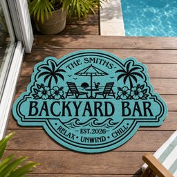 Custom Poolside Shaped Doormat - Personalized Summer Vacation And Travel Gifts For Mom, Dad, Brother, Sister, Kids - Welcome 