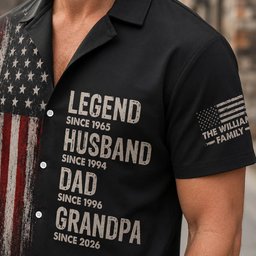 Custom Unisex Tropical Hawaiian Aloha Shirt - Personalized America 250th Anniversary Father's Day Gifts For Dad, Grandpa - Da