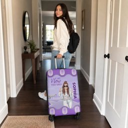 Up In The Clouds, Where I Belong - Travel Personalized Custom Luggage Cover - Summer Vacation Gift, Gift For Adventure Travel
