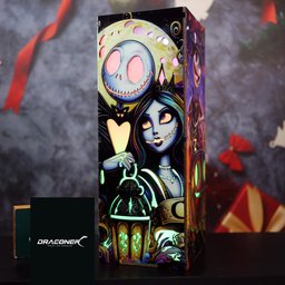 Halloween wooden Lamp, Jack and Ghost Dog, Spooky Handmade Decor, Jack and Sally night light, Christmas decorative lights, wo