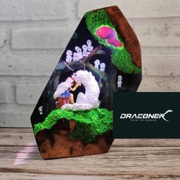 Ghibli Inspired Anime Forest Resin Lamp, Customer Anime Resin Lamp, Hot Anime, Epoxy Resin Lamp, Gift for Kids, Gift for mom,