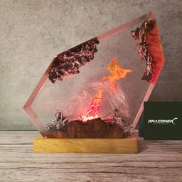 Father's day Gift,Handmade Gift Fire Breath Dragon Resin Lamp, Dragon lamp, resin night light, Lamp decor , Gift for kid, Mot