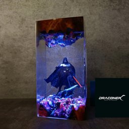 Diorama Da.rth Va.der lamp, resin wood lamp, gift for him, Sword light saber, gaming decor, gift for men, ,Star.war lamp, Val