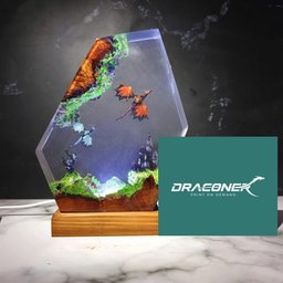 Dragon Hunter, Fire and Ice Dragon Resin Lamp, Dragon lamp, Halloween gift, unique night light, Gift for her, Birthday gift, 