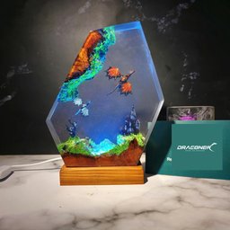 Dragon Hunter, Fire and Ice Dragon Resin Lamp, Dragon lamp, Halloween gift, unique night light, Gift for her, Birthday gift, 