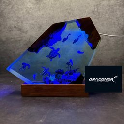 Xmas Gift 2025, Christmas gifts Octopus and diver resin night light, Ocean Resin Lamp, Resin Lamp, handmade furniture decor, 