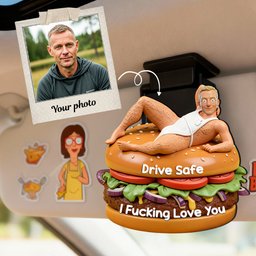 Funny Couple Custom Shape Acrylic Car Visor Clip - Personalized Gifts For Him Car Visor Clip