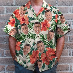 Custom Hawaiian Shirt and Beach Shorts, Gift For Him, Laughing Man – view 3