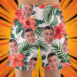 Custom Hawaiian Shirt and Beach Shorts, Gift For Him, Laughing Man – view 5