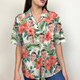 Custom Hawaiian Shirt and Beach Shorts, Gift For Him, Laughing Man – view 4