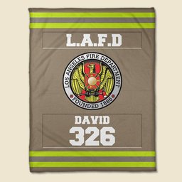 Fire Department Blanket - Custom Fire Station Logo Gifts For Firefighter With Name, Number Tag – view 4