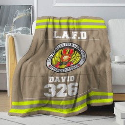 Fire Department Blanket - Custom Fire Station Logo Gifts For Firefighter With Name, Number Tag – view 2