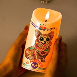 Custom Pet Portrait Day Of The Dead Mexican Hispanic Style - Personalized Candles – view 4