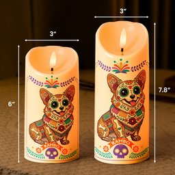 Custom Pet Portrait Day Of The Dead Mexican Hispanic Style - Personalized Candles – view 7