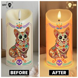 Custom Pet Portrait Day Of The Dead Mexican Hispanic Style - Personalized Candles – view 5