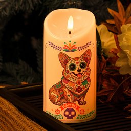 Custom Pet Portrait Day Of The Dead Mexican Hispanic Style - Personalized Candles – view 2