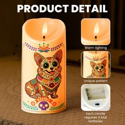 Custom Pet Portrait Day Of The Dead Mexican Hispanic Style - Personalized Candles – view 6