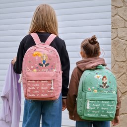 Cartoon Character With Birth Flower - Personalized Backpack – view 5