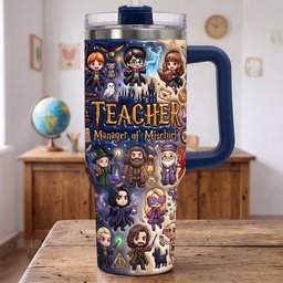 Fancy Teacher 40oz Tumbler With Handle, Personalized Gifts For Teacher – view 5