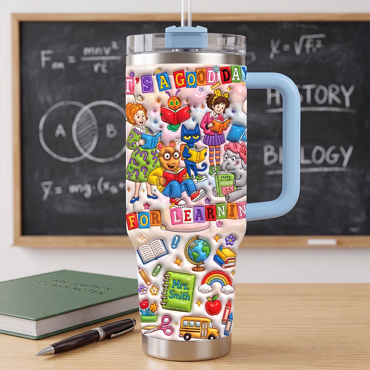 Vibrant & Joyful Class 40oz Tumbler With Handle, Personalized Gifts For Teacher