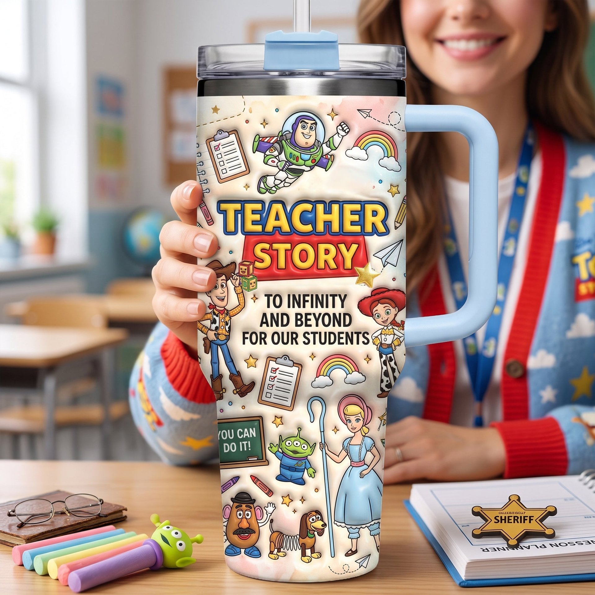 Devoted Teacher 40oz Tumbler With Handle - Personalized Gifts For Teachers