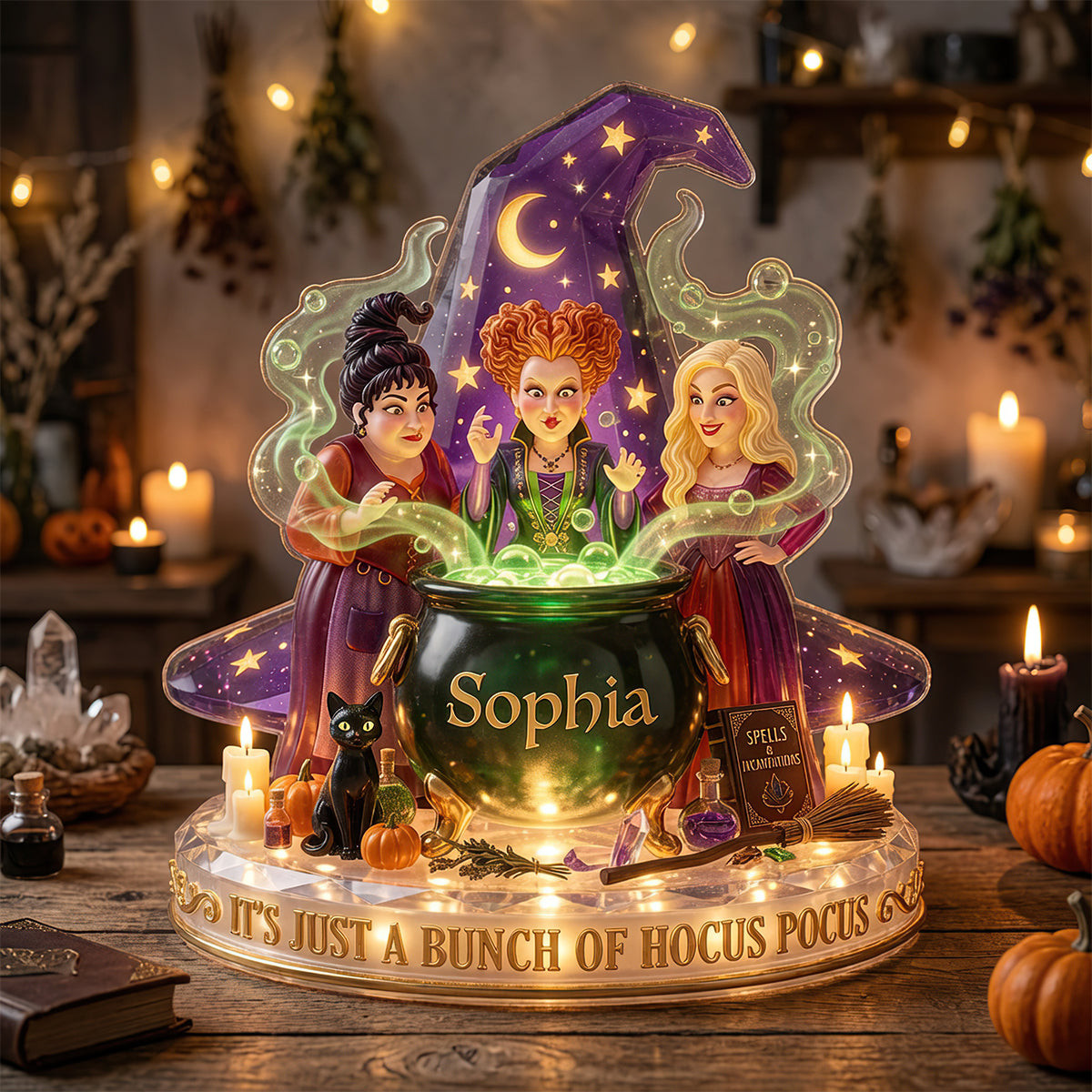 Mystic Sisters Acrylic Light Box - Personalized Gift For Witch Lovers