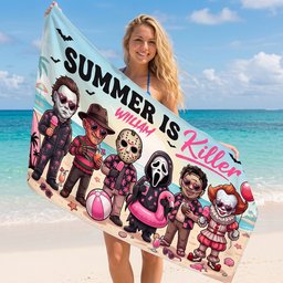 Scary Summer Beach Towel - Personalized Spooky Vacation Gift – view 2