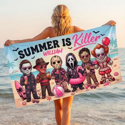 Scary Summer Beach Towel - Personalized Spooky Vacation Gift – view 3